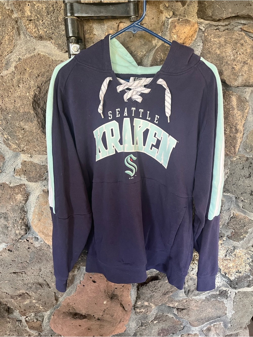NHL Seattle Kraken Navy Hooded Swim Rashguard with Mint Accents